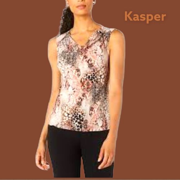 Kasper Ecu snake print cowl neck sleeveless top! - Picture 1 of 9